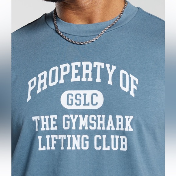Gymshark Property Of T-Shirt XL Faded Blue - Picture 8 of 10